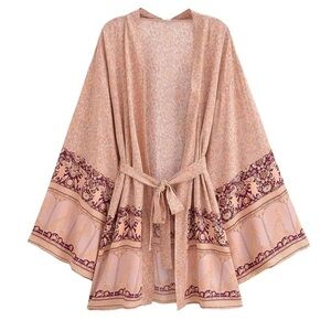Pink Summer Kimono / Cardigan / Cover Up Patterned Robe